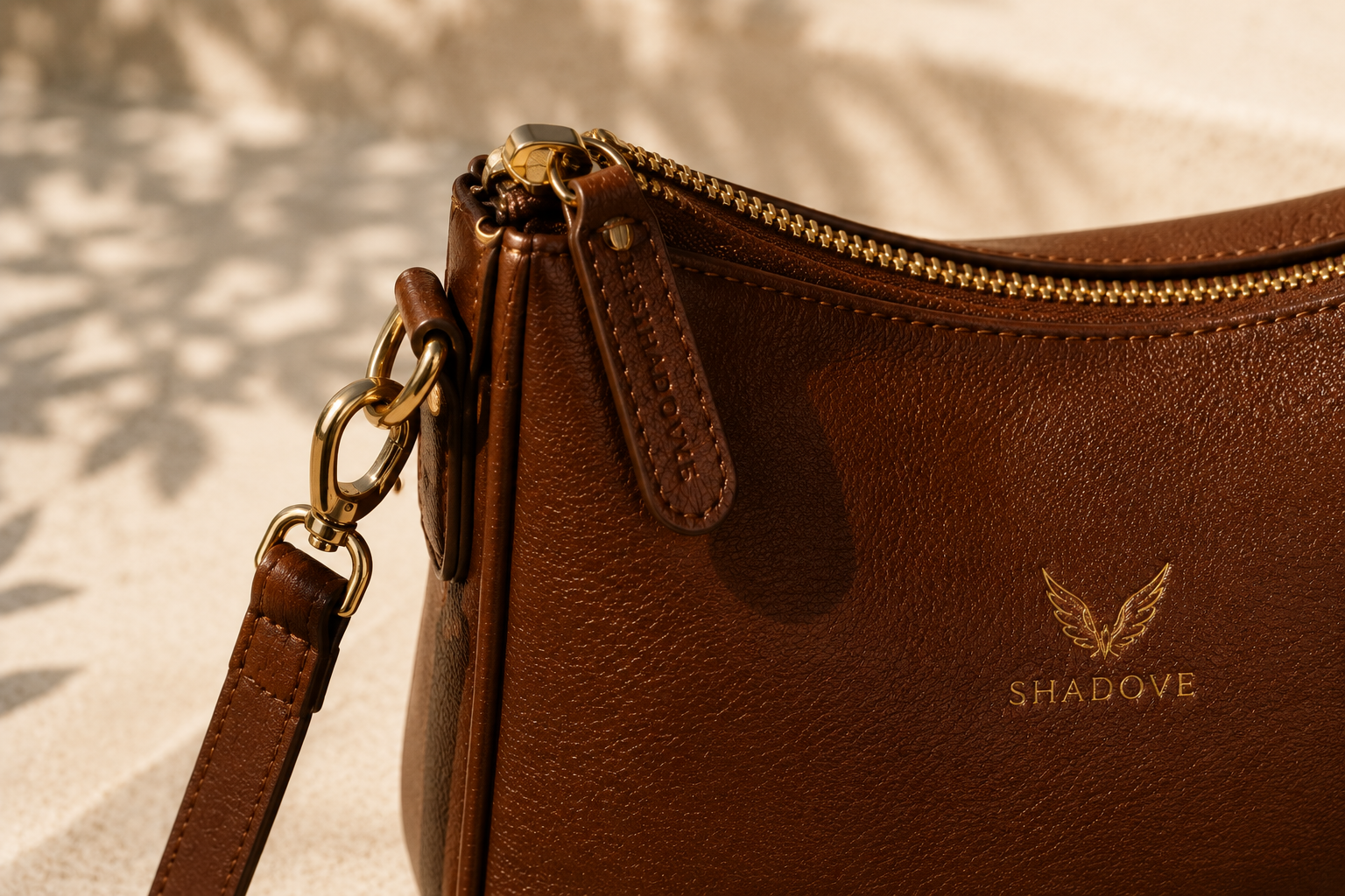 Leather craftsmanship close-up, stitching and hardware